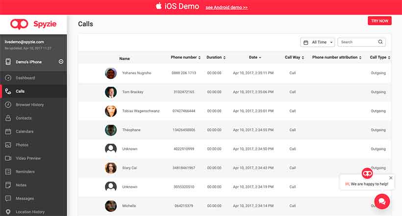 Spyzie App dashboard - mSpyLite